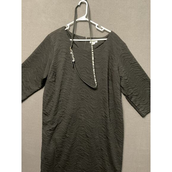 Cato Dress Womens 26W Black Textured Knee Length 3/4 Sleeve Pullover Plus Size - Picture 3 of 10